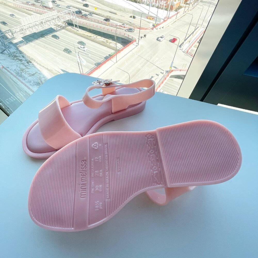 MINI MELISSA MAR Sandal RosaPink Glitter Kid's Girly Girl Flat Shoes Size 12 - Picture 6 of 6